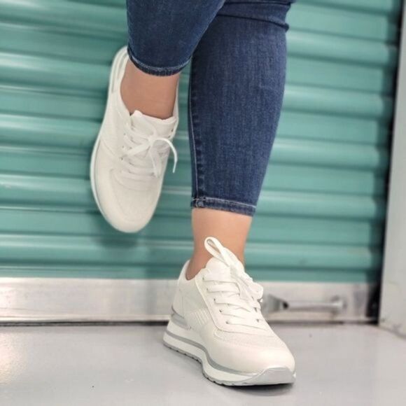Sports Women's Lace-up White Sneakers - Picture 3 of 5